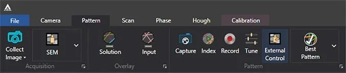 APEX EBSD ribbon bar.