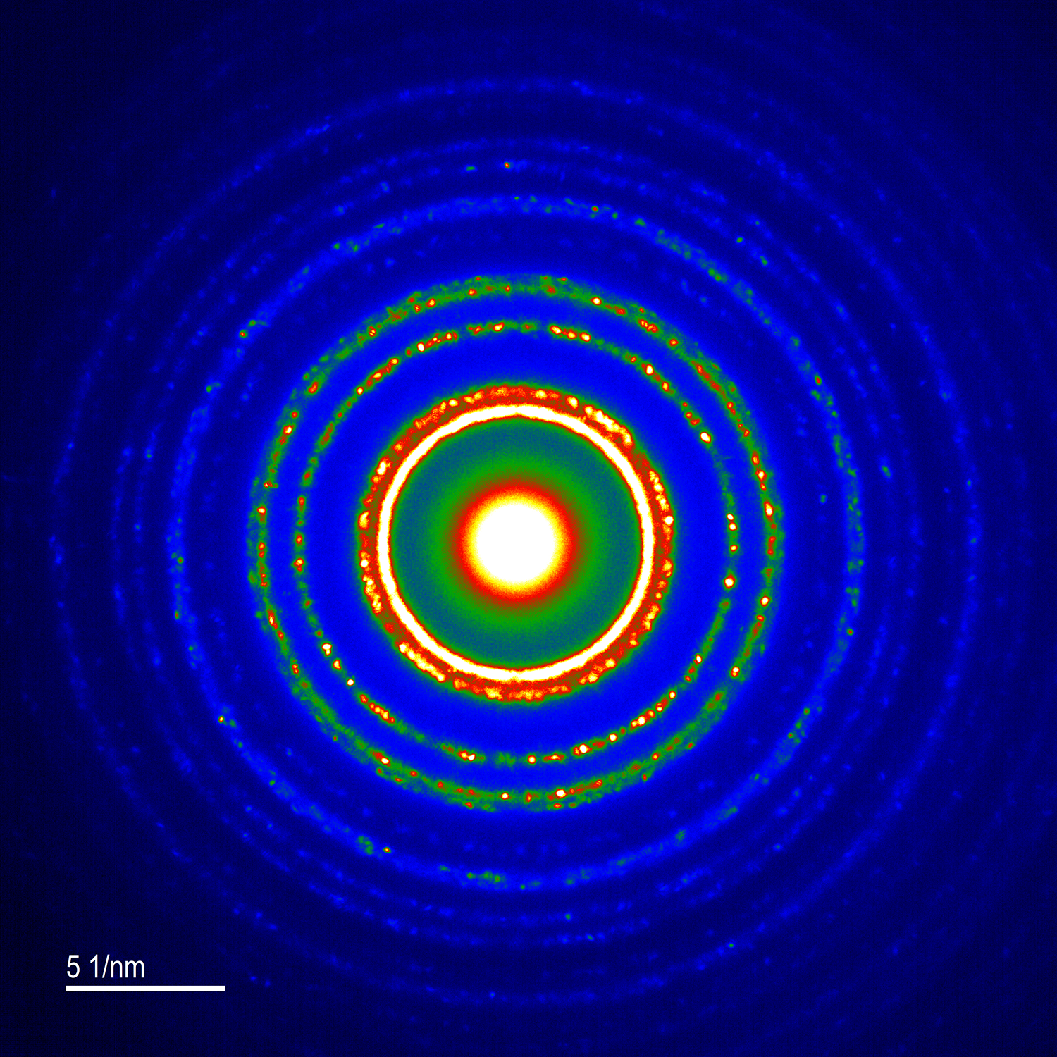 Artifact-free selected area electron diffraction of Au particles without beam stop with ClearView.