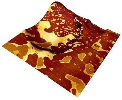 PeakForce quantitative nanomechanics (PeakForce QNM®) can be used to map distribution of components in polymer blends. PS-PMMA-PVC sample courtesy of U. Mons. Scan size 5x5 µm, RTESPA-150 probe.